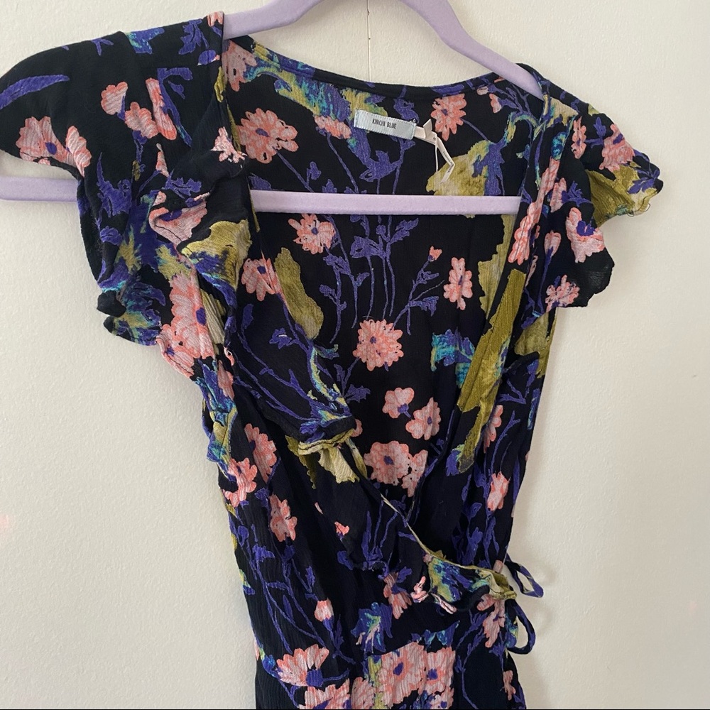 Floral WRAP DRESS Mini Colorful Kimchi Blue Small